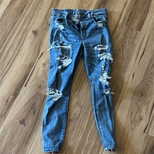 American Eagle Outfitters Ripped Blue Skinny Jeans